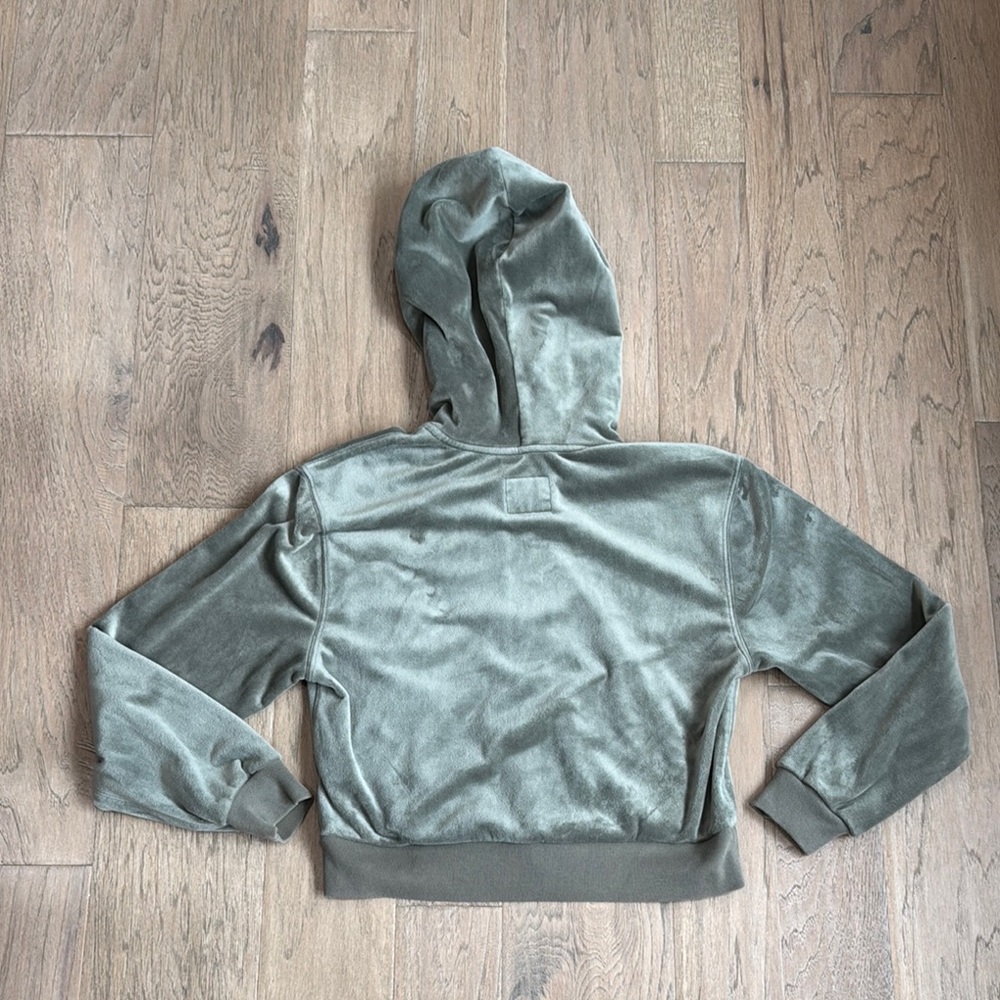 Abercrombie and Fitch Jacket Womens Small Green Velvet Track Hood Full Zip - Picture 8 of 8